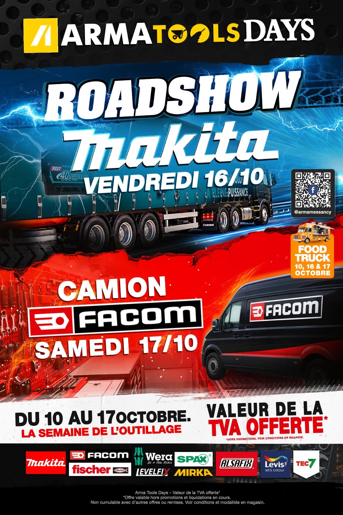 Flyer Roadshow Makita le 16 et camion Facom le 17 octobre